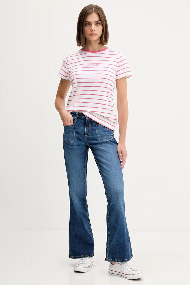 Jeans bootcut blu con scoloriture Guess