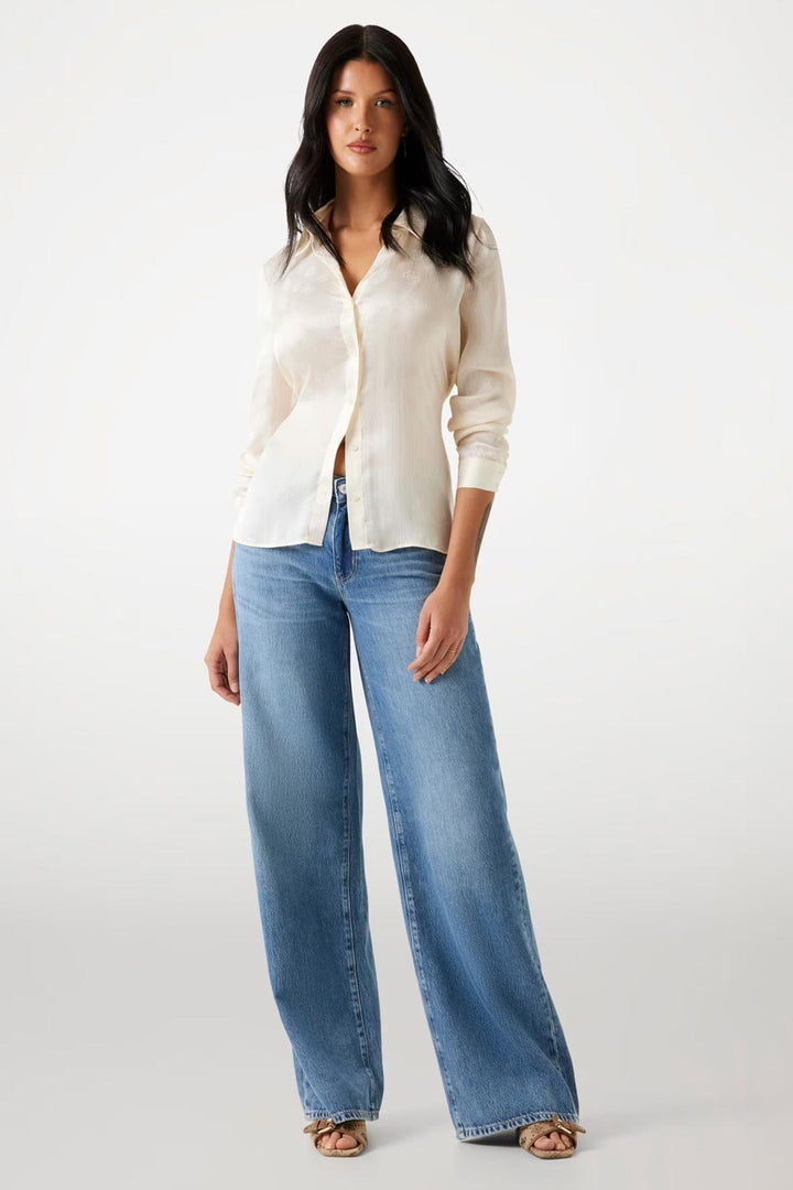 Camicia avorio tessuto jacquard Guess