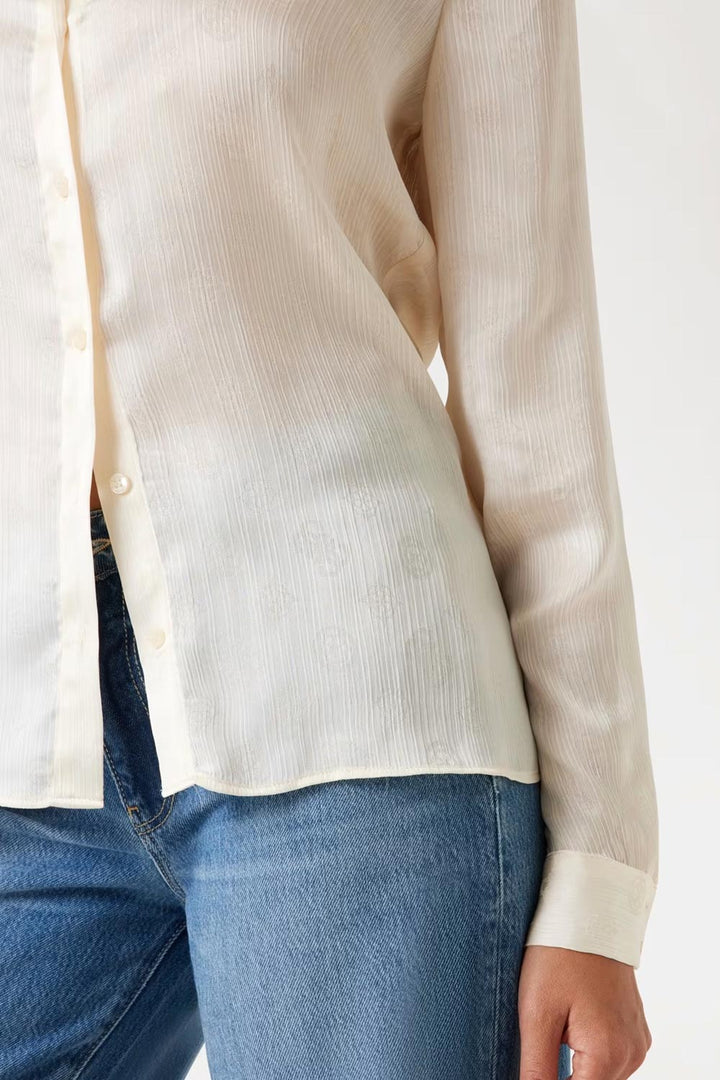 Camicia avorio tessuto jacquard Guess