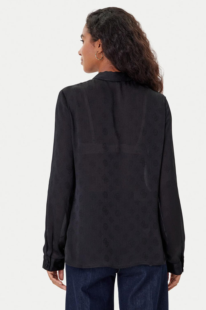 Camicia nera tessuto jacquard Guess