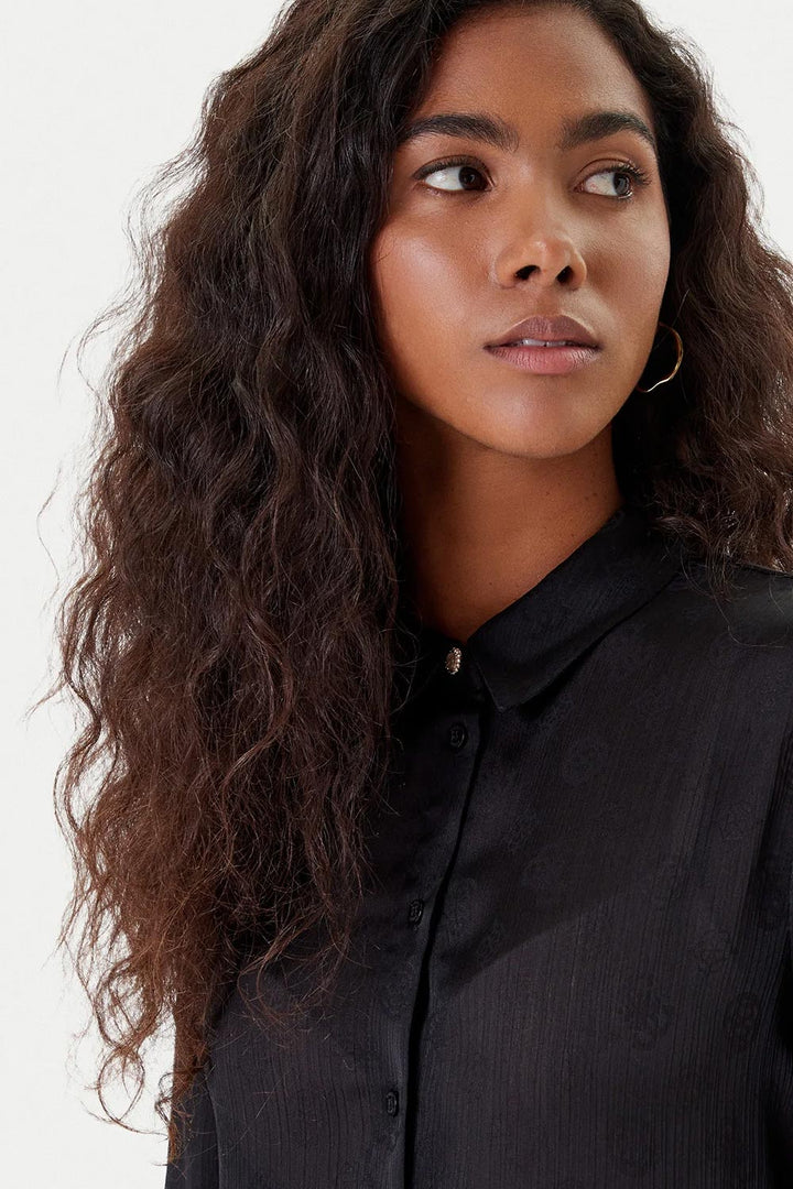 Camicia nera tessuto jacquard Guess