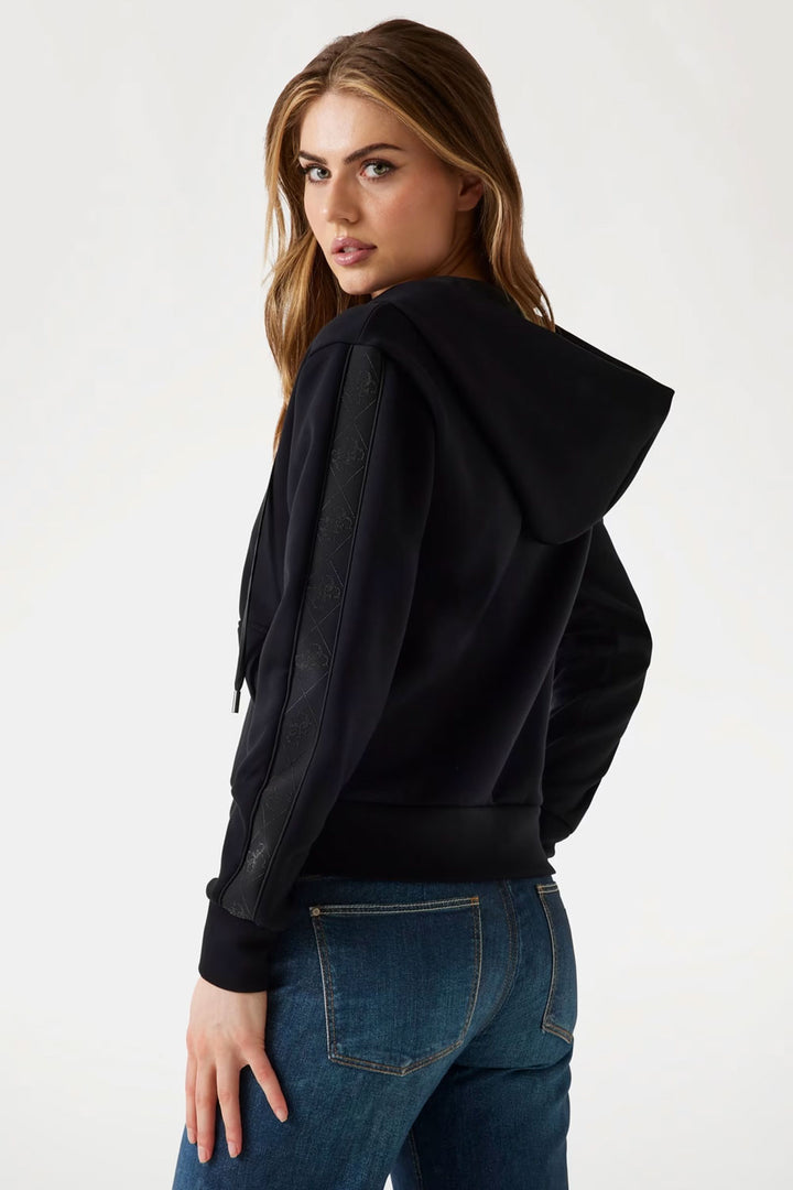Felpa nera con cappuccio e zip Guess
