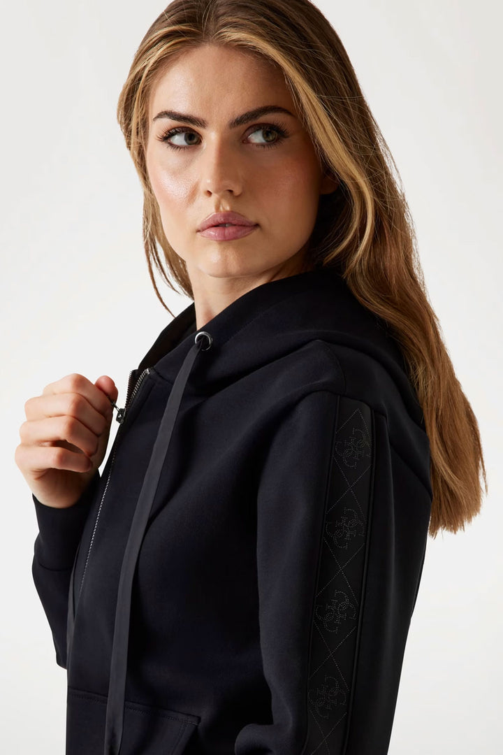 Felpa nera con cappuccio e zip Guess