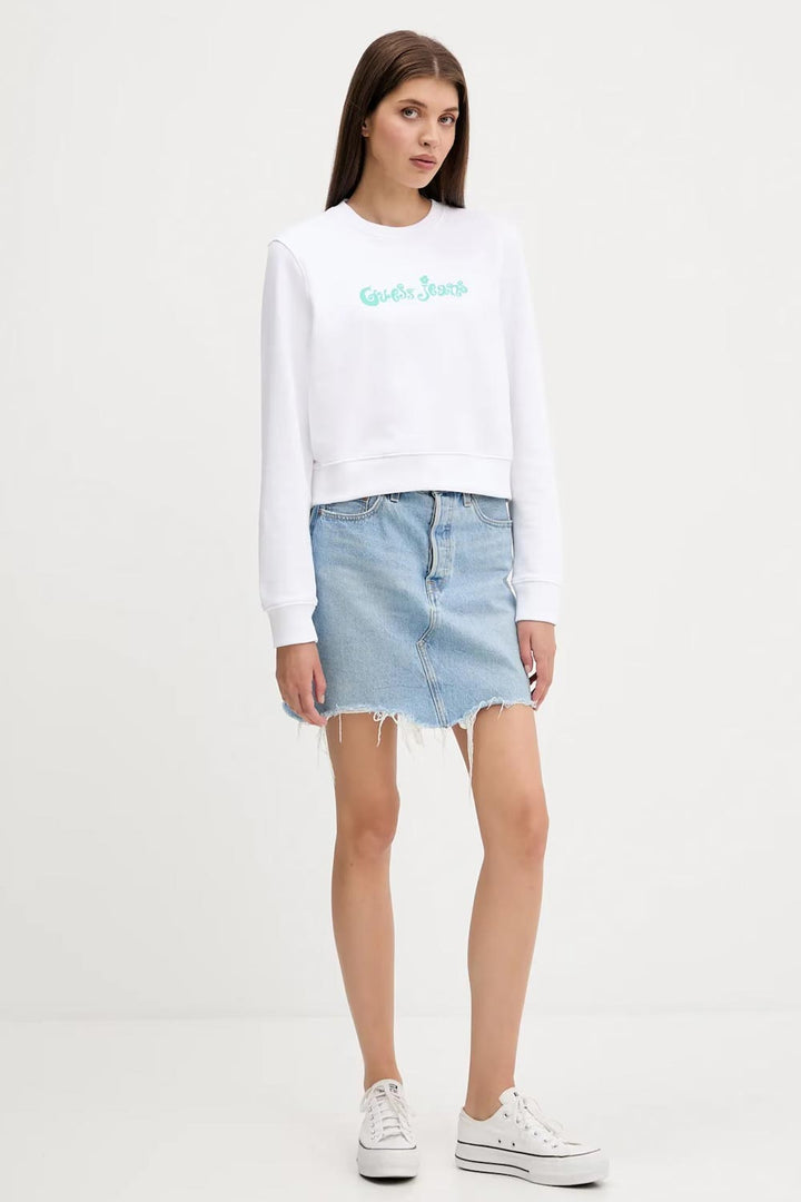 Felpa bianca relaxed fit Guess Jeans