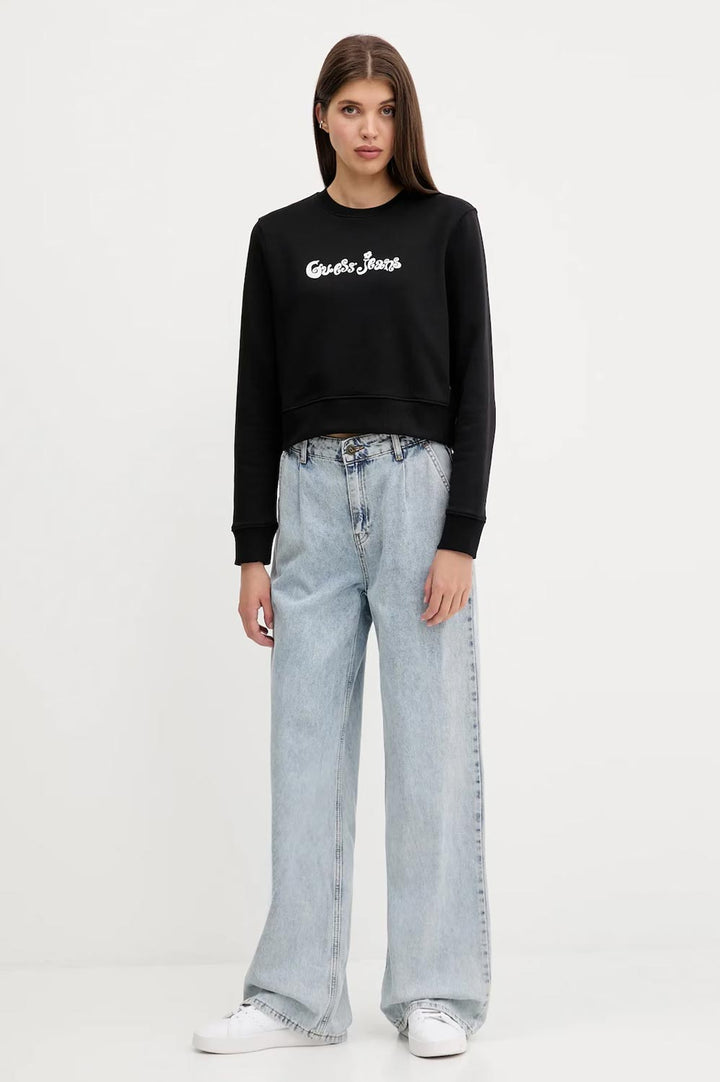 Felpa nera relaxed fit Guess Jeans