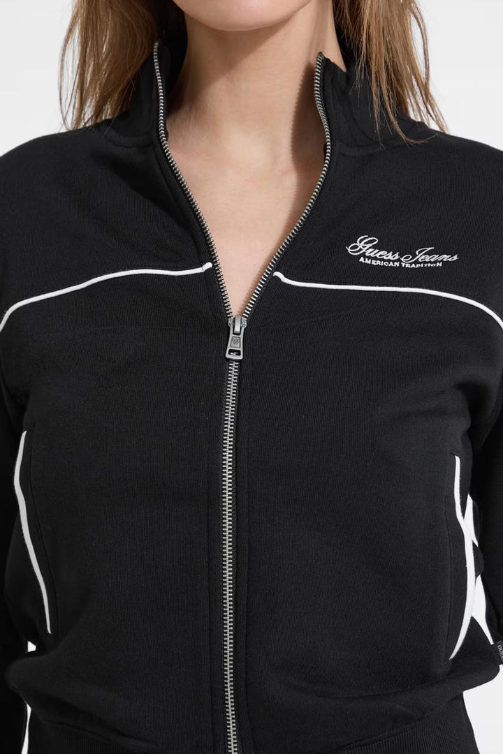 Felpa nera con zip intera Guess Jeans