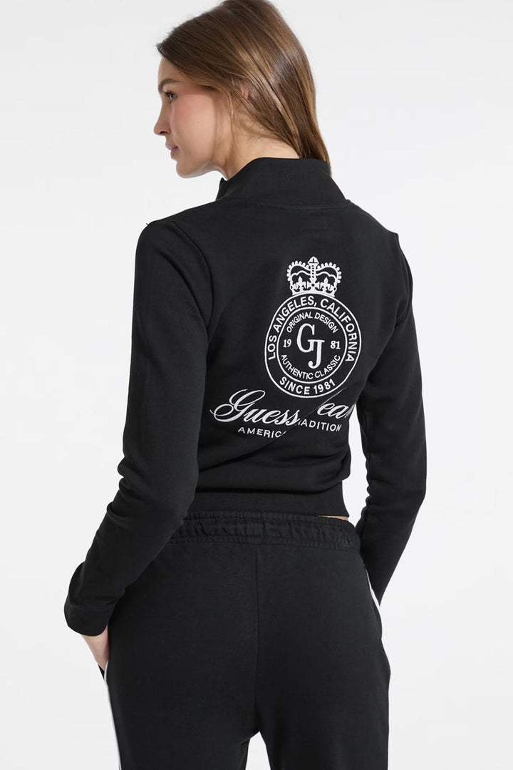 Felpa nera con zip intera Guess Jeans