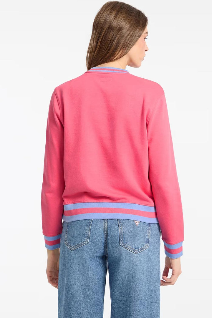 Felpa rosa cropped Guess Jeans