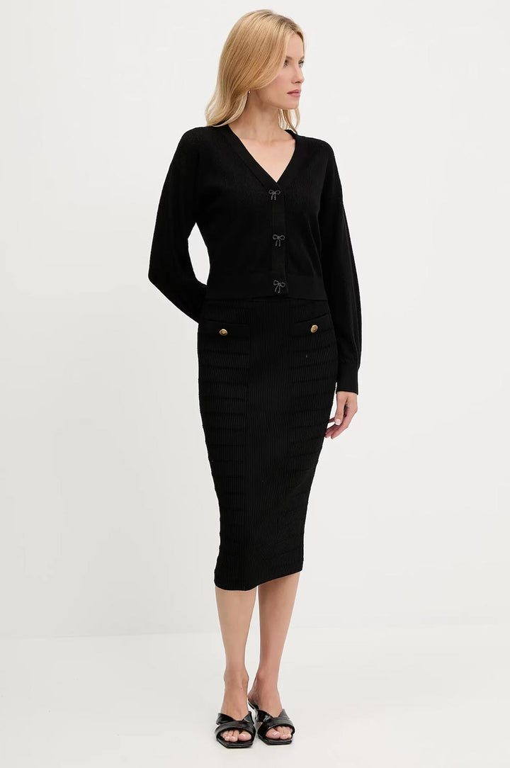 Cardigan nero con bottoni a fiocco Guess