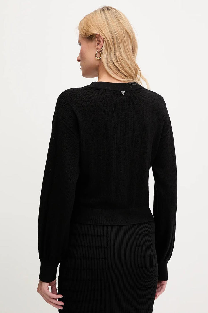 Cardigan nero con bottoni a fiocco Guess