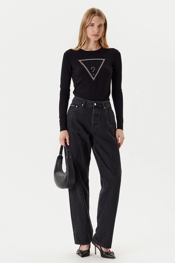 Pullover nero girocollo Guess