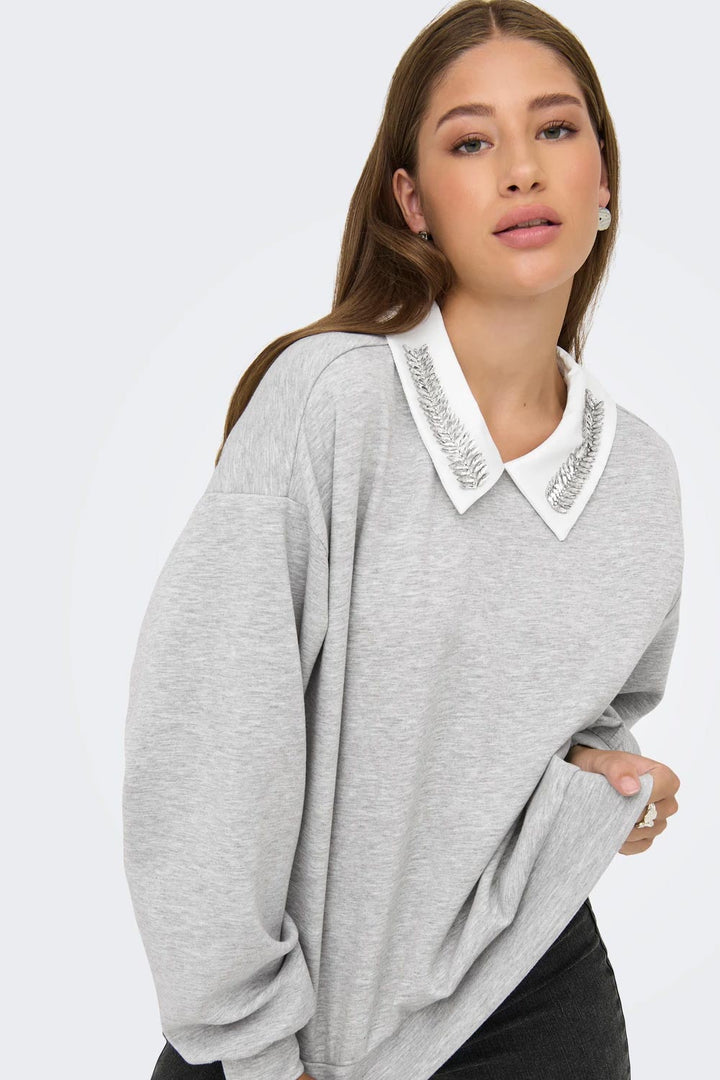 Felpa grigia con colletto Only