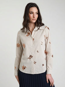 Camicia donna gessata con paillettes