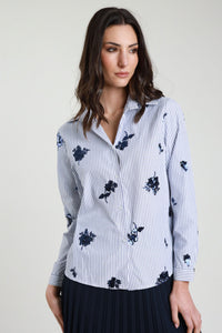 Camicia donna gessata con paillettes