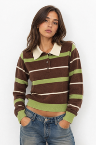 Pullover polo da donna a righe